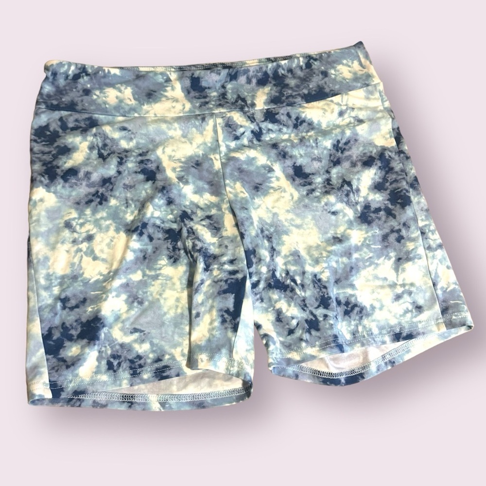 Full Circle Trends Blue Tie-Dye Bike Shorts
